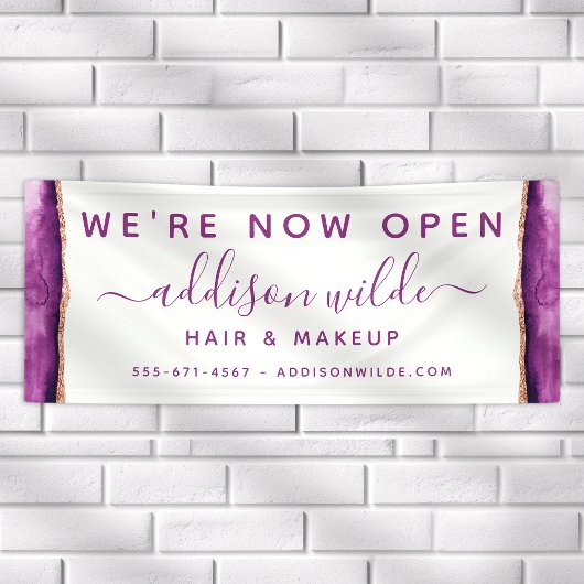 紫と金ゴールドの水彩ビジネスのバナー 横断幕