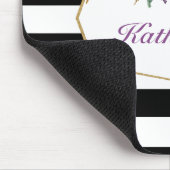 紫と金ゴールドの水色の花パーソナライズされた マウスパッド (コーナー)