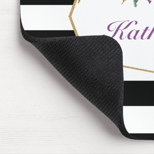 紫と金ゴールドの水色の花パーソナライズされた マウスパッド (コーナー)