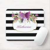 紫と金ゴールドの水色の花パーソナライズされた マウスパッド (マウス)