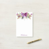 紫と金ゴールドの水色の花 ポストイット (デスク上)