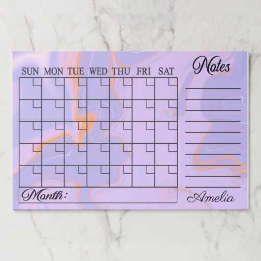 紫と金ゴールドの液体抽象芸術ティアウェイ紙パッド ペーパーパッド (正面)