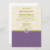 紫と金ゴールドの王室の結婚式招待状カード 招待状 (正面/裏面)