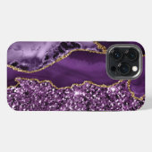 紫と金ゴールドの瑪瑙パターン iPhoneケース (裏面横)