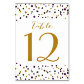 紫と金ゴールドの紙吹雪のドット表の番号 テーブルナンバー (裏面)