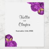 紫と金ゴールドの結婚フローラのワインラベル ワインラベル (シングルラベル)