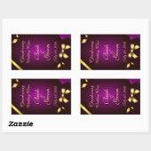 紫と金ゴールドの結婚ワインラベルのシール 長方形シール (シート)