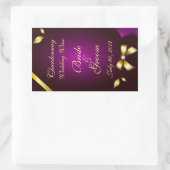 紫と金ゴールドの結婚ワインラベルのシール 長方形シール (バッグ)