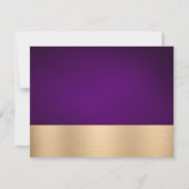 紫と金ゴールドの結婚式のRSVP応答カード 出欠カード (裏面)