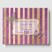 紫と金ゴールドの結婚蝶の本 ゲストブック (正面)