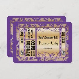 紫と金ゴールドの結婚Showbillの応答カード 出欠カード