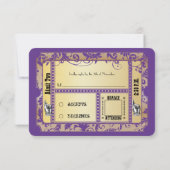 紫と金ゴールドの結婚Showbillの応答カード 出欠カード (裏面)