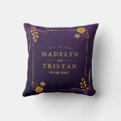 紫と金ゴールドの美学のフローラ クッション (裏面)