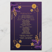 紫と金ゴールドの美学フローラ結婚式 プログラム (裏面)