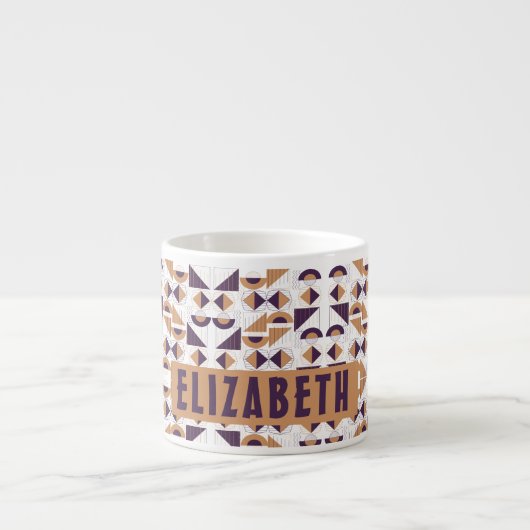 紫と金ゴールドの美的抽象芸術パターン エスプレッソカップ (正面)