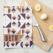 紫と金ゴールドの美的抽象芸術パターン キッチンタオル (四つ折り)