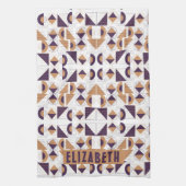 紫と金ゴールドの美的抽象芸術パターン キッチンタオル (縦)