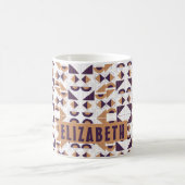 紫と金ゴールドの美的抽象芸術パターン コーヒーマグカップ (中央)