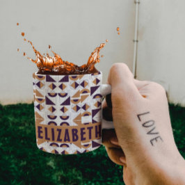 紫と金ゴールドの美的抽象芸術パターン コーヒーマグカップ