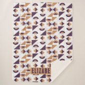 紫と金ゴールドの美的抽象芸術パターン シェルパブランケット (正面)