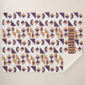 紫と金ゴールドの美的抽象芸術パターン シェルパブランケット (正面(横))