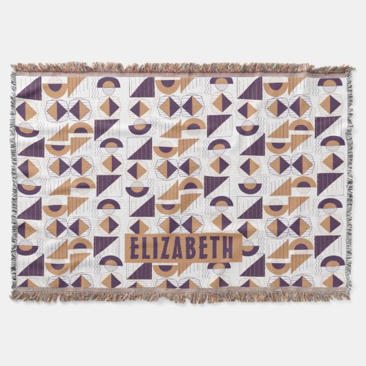 紫と金ゴールドの美的抽象芸術パターン スローブランケット (正面)