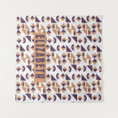 紫と金ゴールドの美的抽象芸術パターン タペストリー (正面(横))