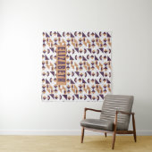 紫と金ゴールドの美的抽象芸術パターン タペストリー (インサイチュ(横))