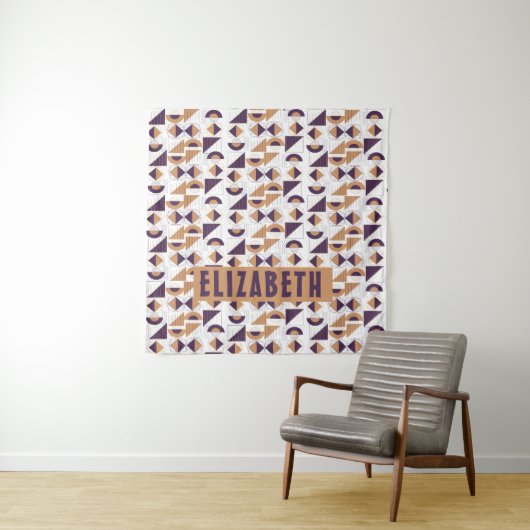 紫と金ゴールドの美的抽象芸術パターン タペストリー (インサイチュ)