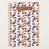 紫と金ゴールドの美的抽象芸術パターン プランナー手帳 (正面)