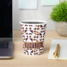 紫と金ゴールドの美的抽象芸術パターン 紙コップ