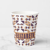 紫と金ゴールドの美的抽象芸術パターン 紙コップ (正面)