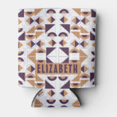 紫と金ゴールドの美的抽象芸術パターン 缶クーラー (正面)