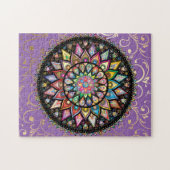 紫と金ゴールドの背景に美しい曼荼羅 ジグソーパズル (横)