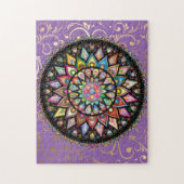 紫と金ゴールドの背景に美しい曼荼羅 ジグソーパズル (縦)
