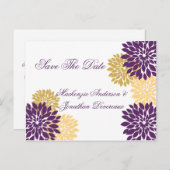 紫と金ゴールドの花の花びらは日付を保存 案内ポストカード (正面/裏面)