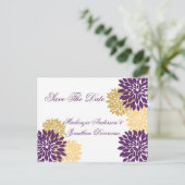 紫と金ゴールドの花の花びらは日付を保存 案内ポストカード (スタンド正面)