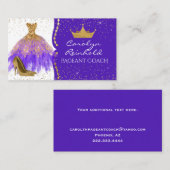 紫と金ゴールドの華やかなページャントコーチ 名刺 (正面/裏面)