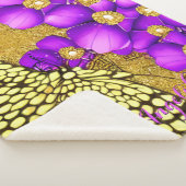 紫と金ゴールドの蝶の名パーソナライズされた前 シェルパブランケット (3/4)