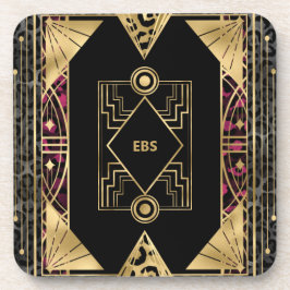 紫と金ゴールドの角度アールデコ コースター