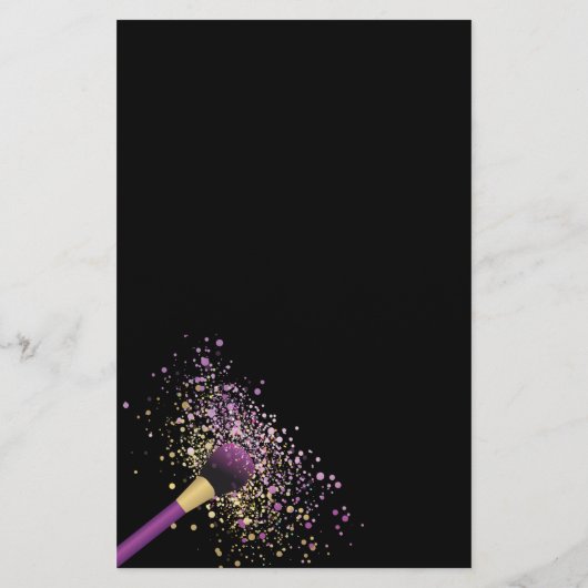 紫と金ゴールドの赤面紙吹雪メイクアップアーティストフライヤー チラシ (裏面)