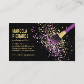 紫と金ゴールドの赤面紙吹雪メイクアップアーティスト 名刺 (裏面)