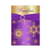 紫と金ゴールドの雪片エンクロージャカード