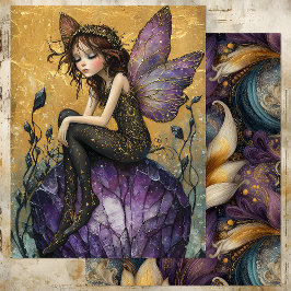 紫と金ゴールドの魅惑的なクリスタルの妖精