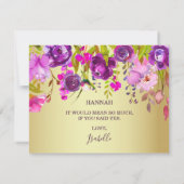 紫と金ゴールドは私の花嫁のカードになる 招待状 (裏面)