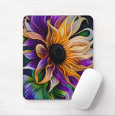 紫と金ゴールドひまわり マウスパッド (マウス)
