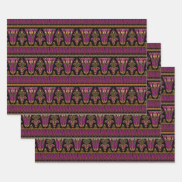 紫と金ゴールドアールデコ ラッピングペーパーシート