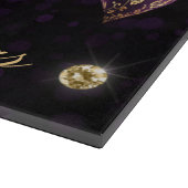 紫と金ゴールドエレガントの冬のボーブルクリスマス カッティングボード (角)