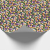 紫と金ゴールドカラリリーフローラギフトラッピング ラッピングペーパー (角)