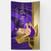 紫と金ゴールドガールベビーシャワー 横断幕 (縦)